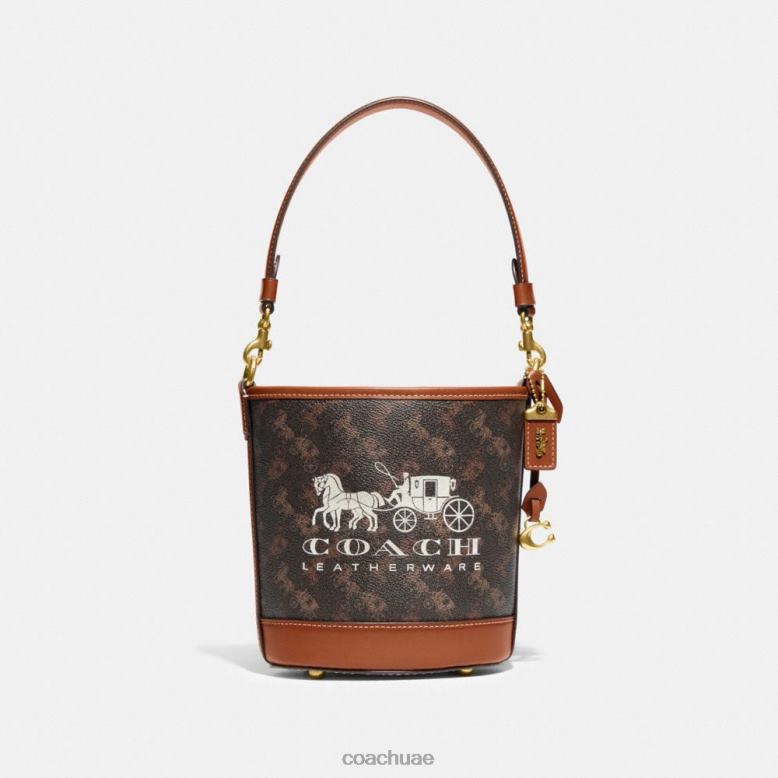 Coach نحيف حقيبة دلو داكوتا مقاس 16 بطبعة حصان وعربة ب4/ الكمأة العنبر المصقول 4626618