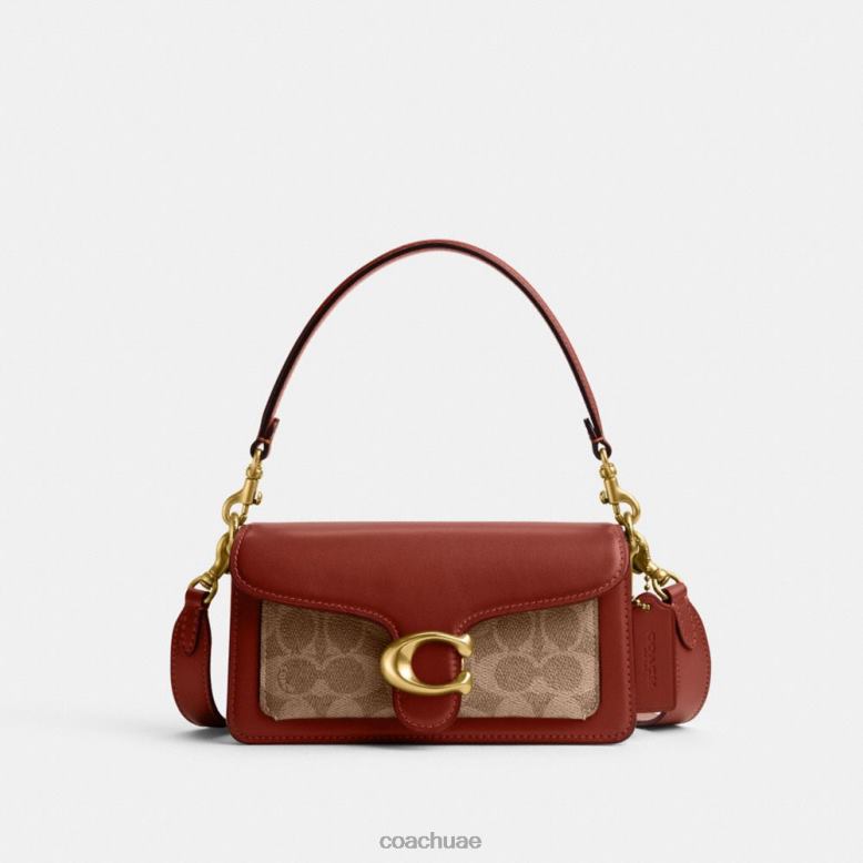 Coach نحيف حقيبة كتف تابي 20 قماش مميز ب4/صدأ أسمر 46266137