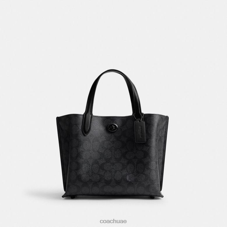 Coach نحيف حقيبة الصفصاف 24 في قماش التوقيع ميغاواط/فحم/أسود 46266285