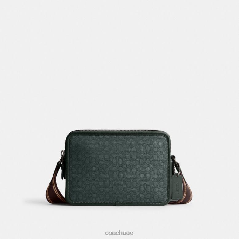 Coach رجال حقيبة كروس تشارتر مقاس 24 بوصة من قماش الجاكار المميز الأمازون الأخضر 46266662