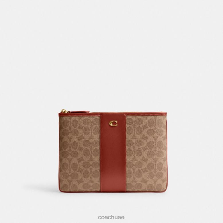Coach نحيف الحقيبة 28 قماش التوقيع ب4/صدأ أسمر 46266315