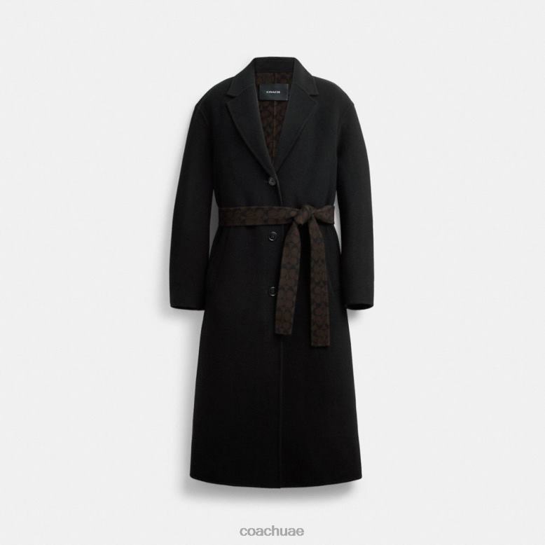 Coach نحيف معطف مزدوج الوجه أسود 46266434