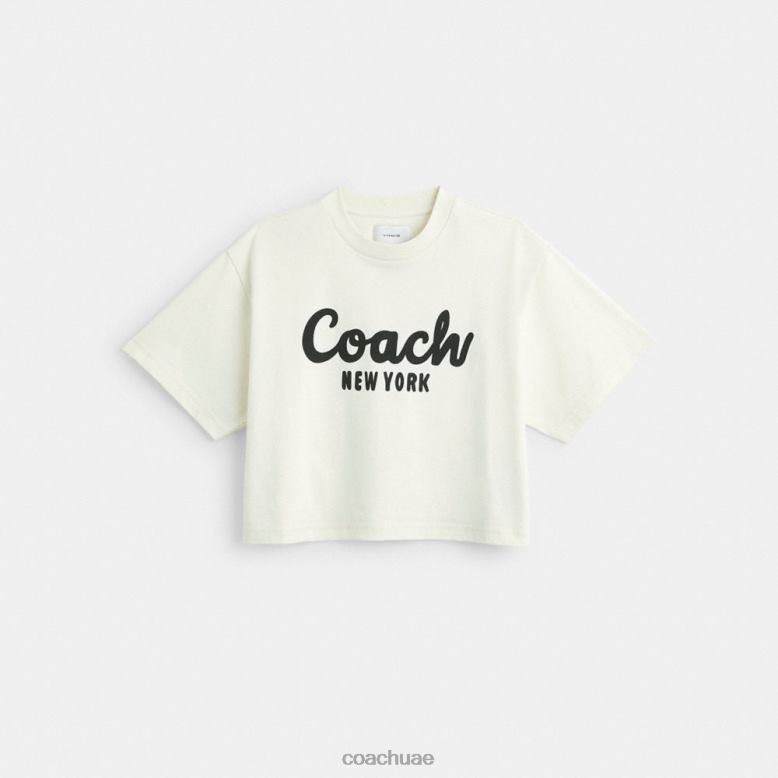 Coach نحيف تي شيرت قصير بتوقيع مخطوطة كريم. 46266473