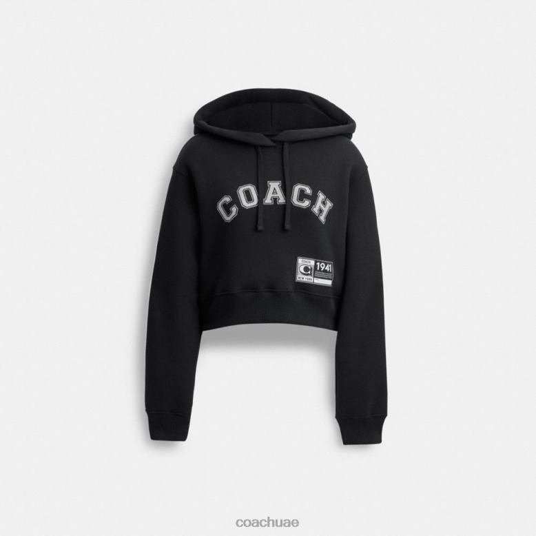 Coach نحيف هودي قصير مزين أسود 46266484