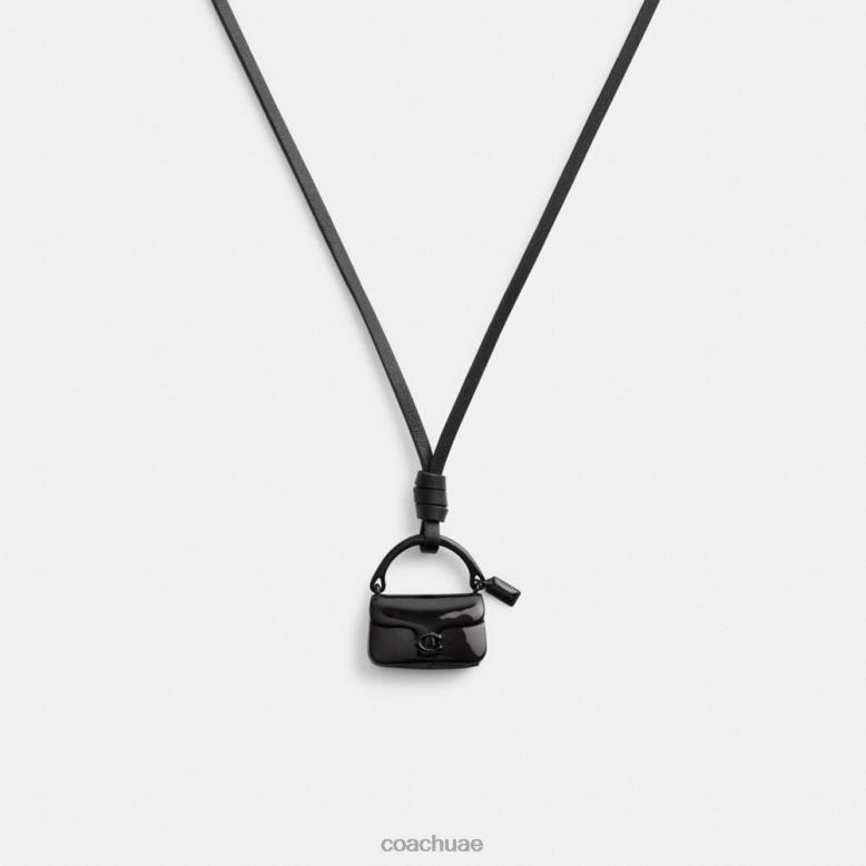 Coach نحيف قلادة جلدية حقيبة يد أسود 46266536