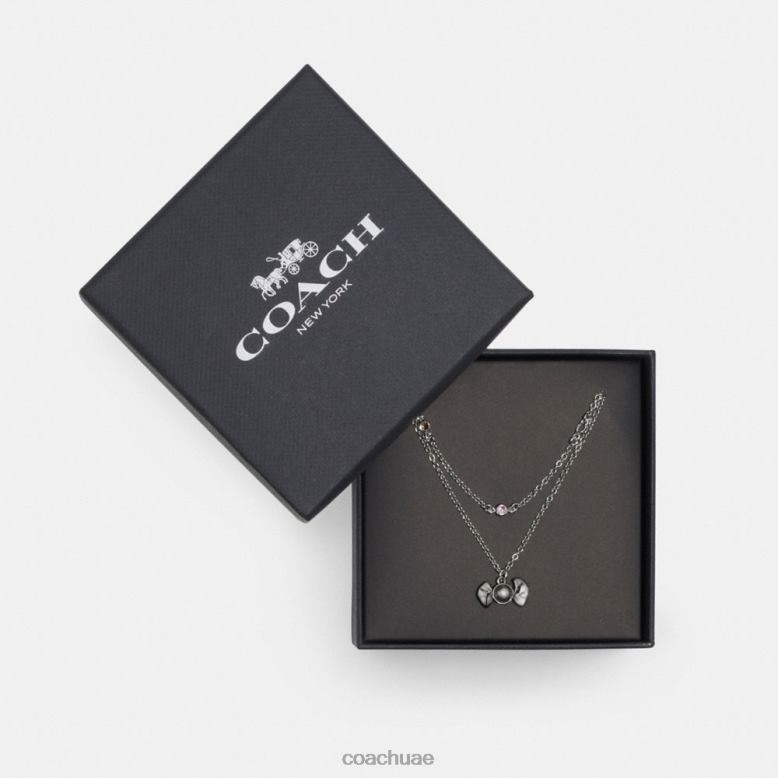 Coach نحيف قلادة طبقات الحلوى الهيماتيت متعدد 46266537