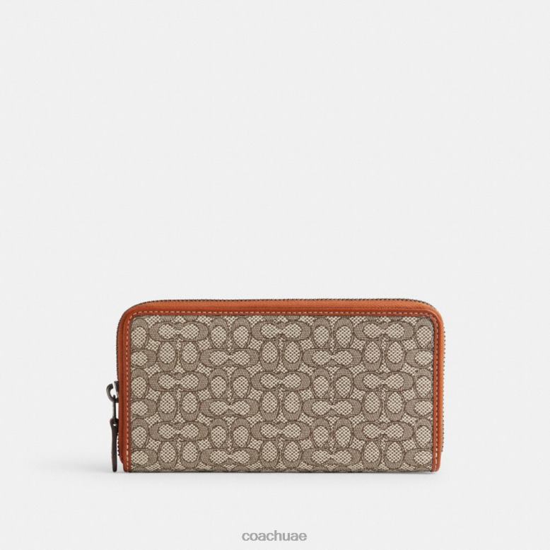 Coach رجال محفظة الأكورديون من قماش الجاكار الصغير المميز الكاكاو / العنبر المصقول 46266696