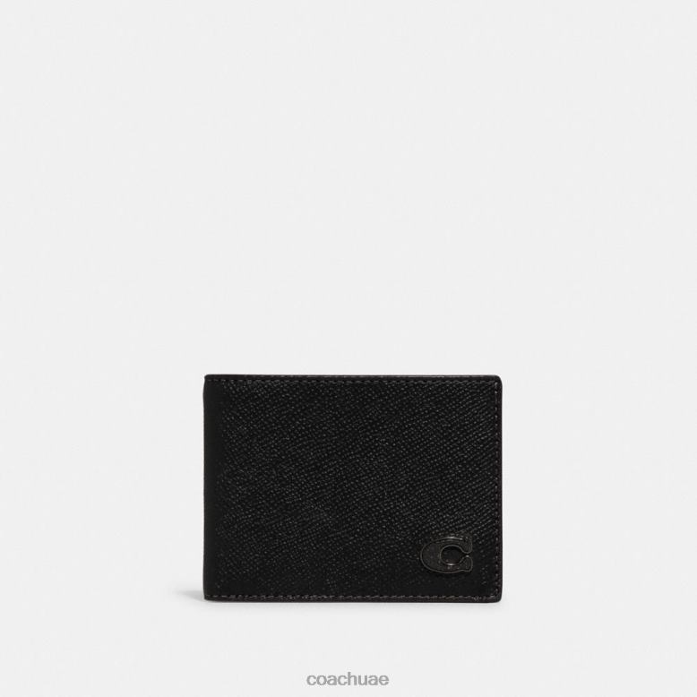 Coach رجال محفظة رفيعة قابلة للطي أسود 46266713
