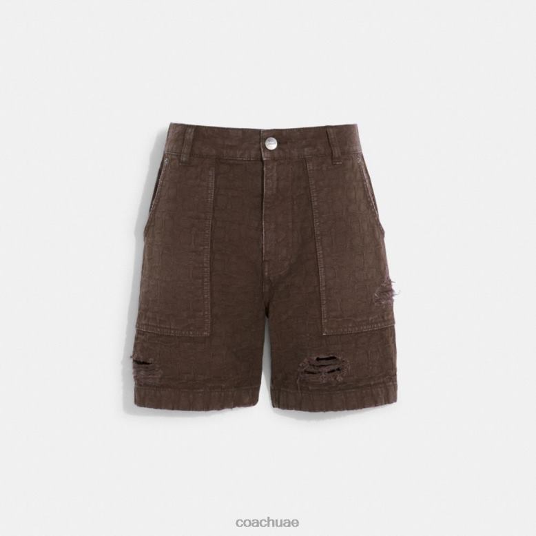 Coach رجال شورت الدنيم المتعثرة بني 46266789