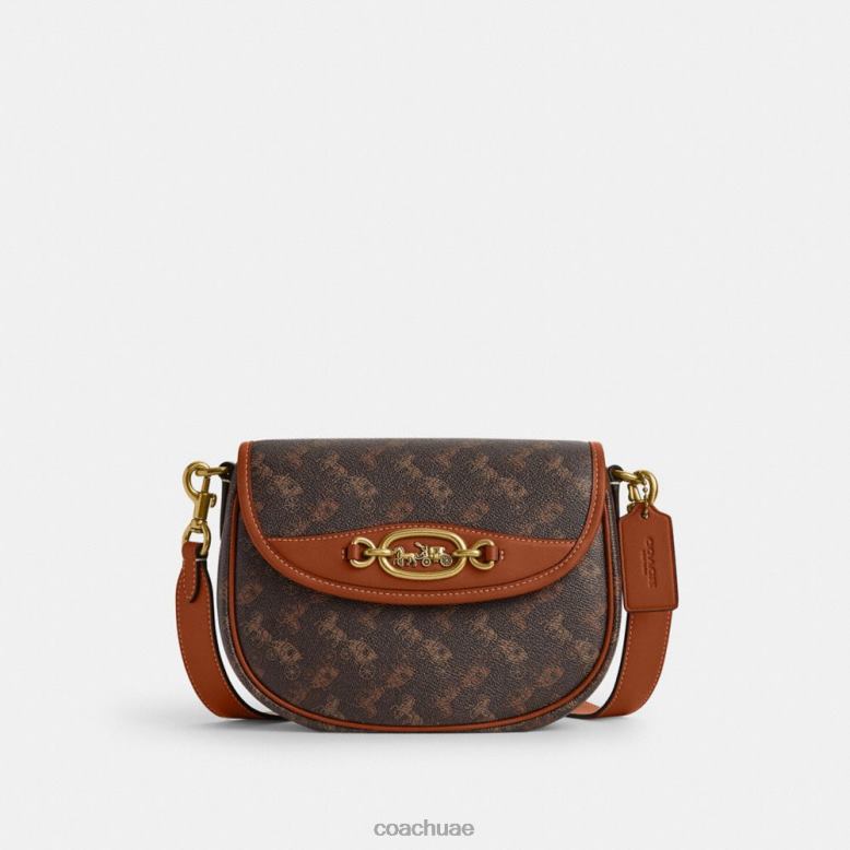 Coach نحيف حقيبة كروس هارلي بطبعة حصان وعربة ب4/ الكمأة العنبر المصقول 4626624