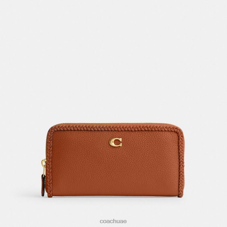 Coach نحيف محفظة أكورديون بسحاب مع جديلة ب4/العنبر المصقول 46266322