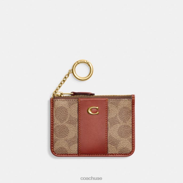 Coach نحيف حافظة هوية صغيرة نحيفة من القماش المميز ب4/صدأ أسمر 46266337