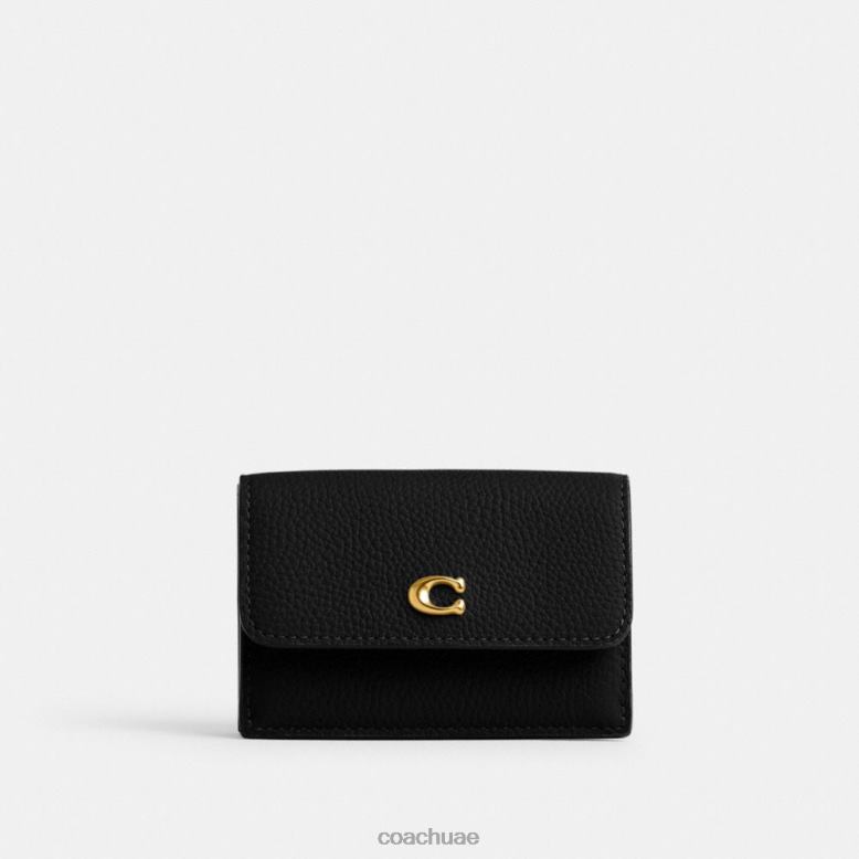 Coach نحيف محفظة ثلاثية الطي صغيرة أساسية ب4/أسود 46266349