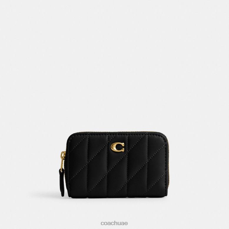 Coach نحيف حافظة بطاقات صغيرة بسحاب مع بطانة وسادة ب4/أسود 46266373