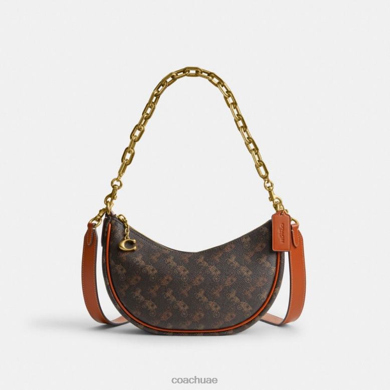 Coach نحيف حقيبة كتف ميرا بطبعة حصان وعربة ب4/ الكمأة العنبر المصقول 4626653