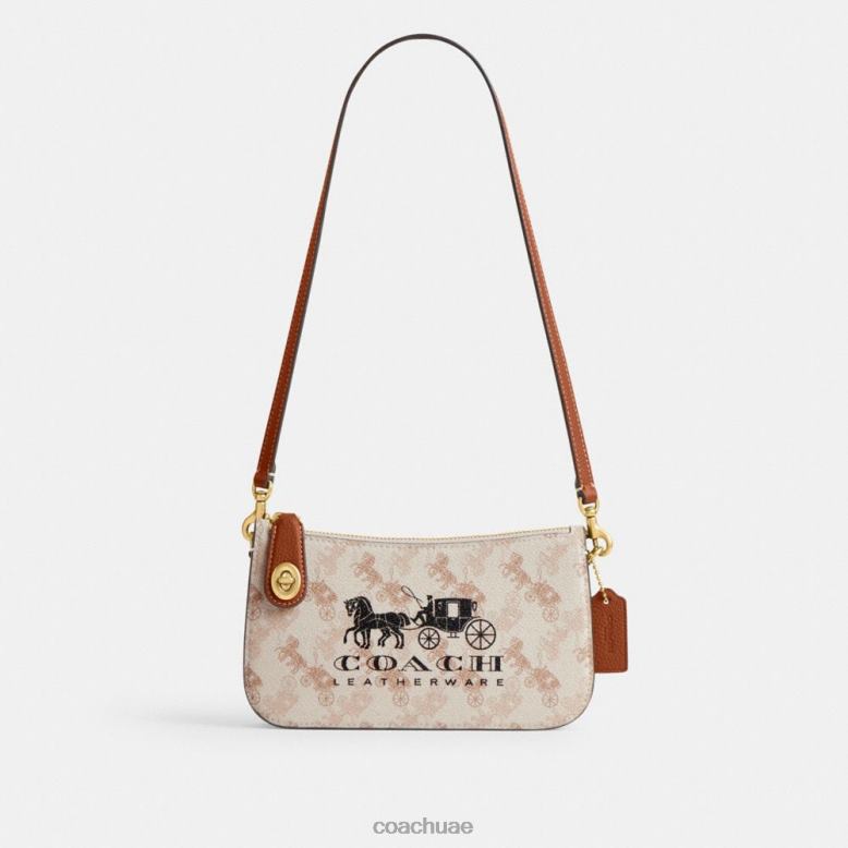 Coach نحيف حقيبة كتف بن بطبعة حصان وعربة ب4/عنبر مصقول بالطباشير 4626673