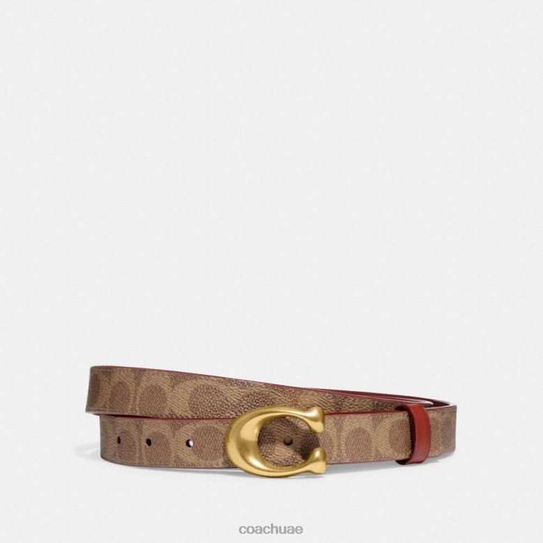 Coach نحيف حزام ذو وجهين بإبزيم على شكل حرف C منحوت مقاس 25 مم ب4/صدأ أسمر 46266616