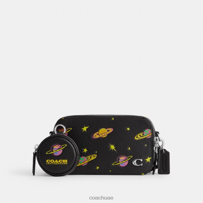 Coach رجال حقيبة كروس رفيعة من Cosmic Coach Charter مع طباعة كوكبية أسود متعدد. 46266653