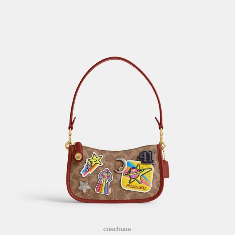 Coach نحيف Cosmic Coach Swinger 20 قماش مميز مع رقع b4/صدأ أسمر متعدد 46266186