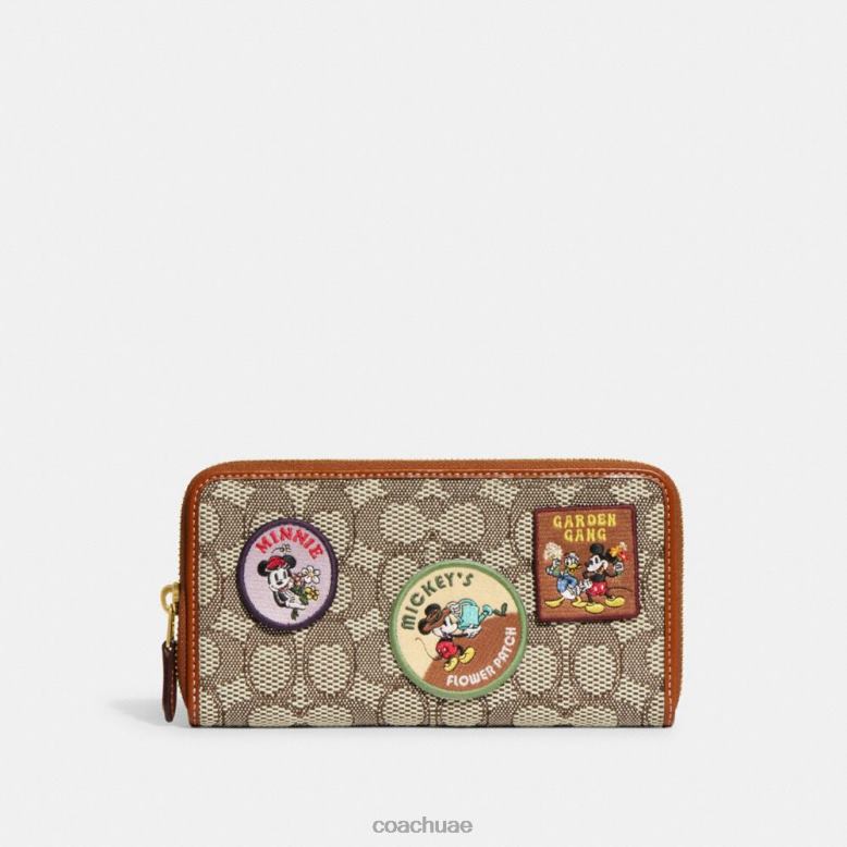 Coach نحيف محفظة Disney X Coach Accordion Zip من قماش الجاكار المميز مع رقع b4/الكاكاو المصقول أمب 46266326