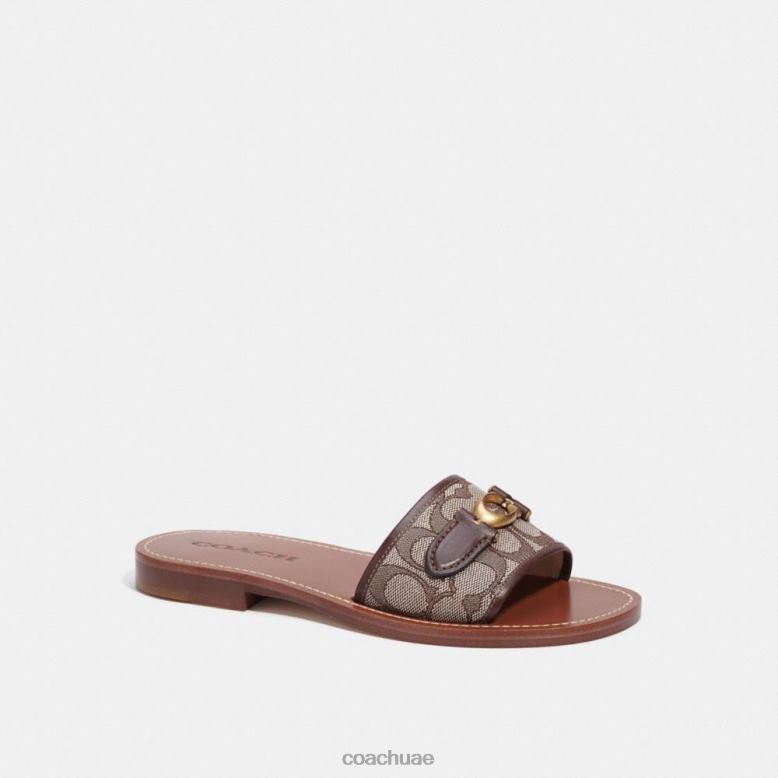 Coach نحيف صندل Ina من قماش الجاكار المميز القيقب / البلوط 46266423