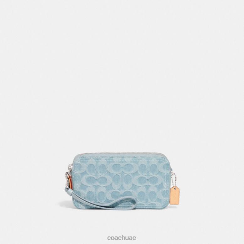 Coach نحيف حقيبة كروس كيرا من الدنيم المميز Lh / أزرق شاحب 46266312