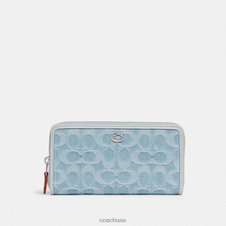 Coach نحيف محفظة أكورديون بسحاب من الدنيم المميز Lh / أزرق شاحب 46266324