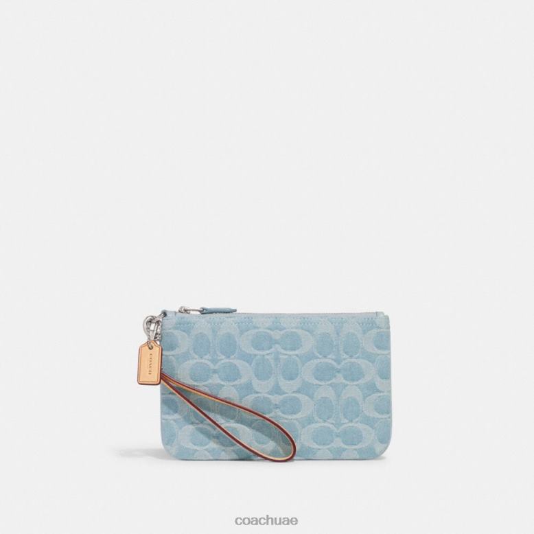 Coach نحيف سوار معصم صغير من قماش الدنيم المميز Lh / أزرق شاحب 46266364