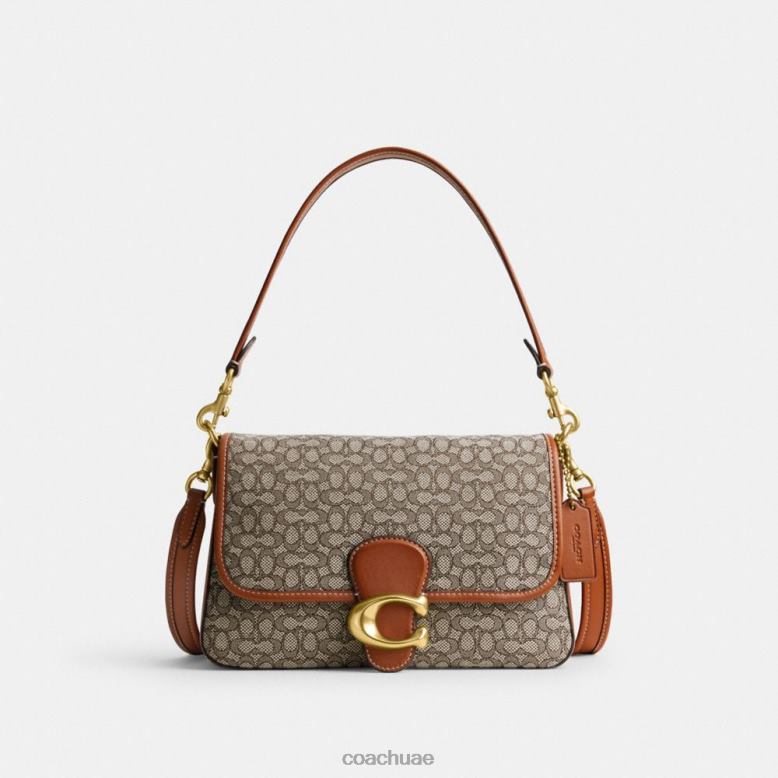 Coach نحيف حقيبة كتف تابي ناعمة مصنوعة من قماش الجاكار المميز b4/الكاكاو المصقول أمب 46266140