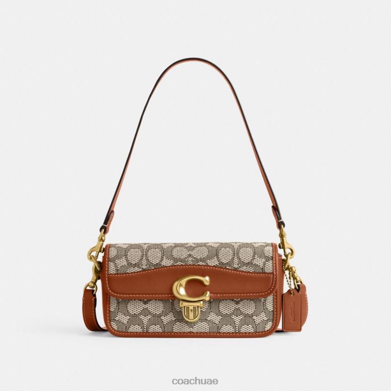 Coach نحيف حقيبة استوديو باغيت مصنوعة من قماش الجاكار المميز b4/الكاكاو المصقول أمب 46266194