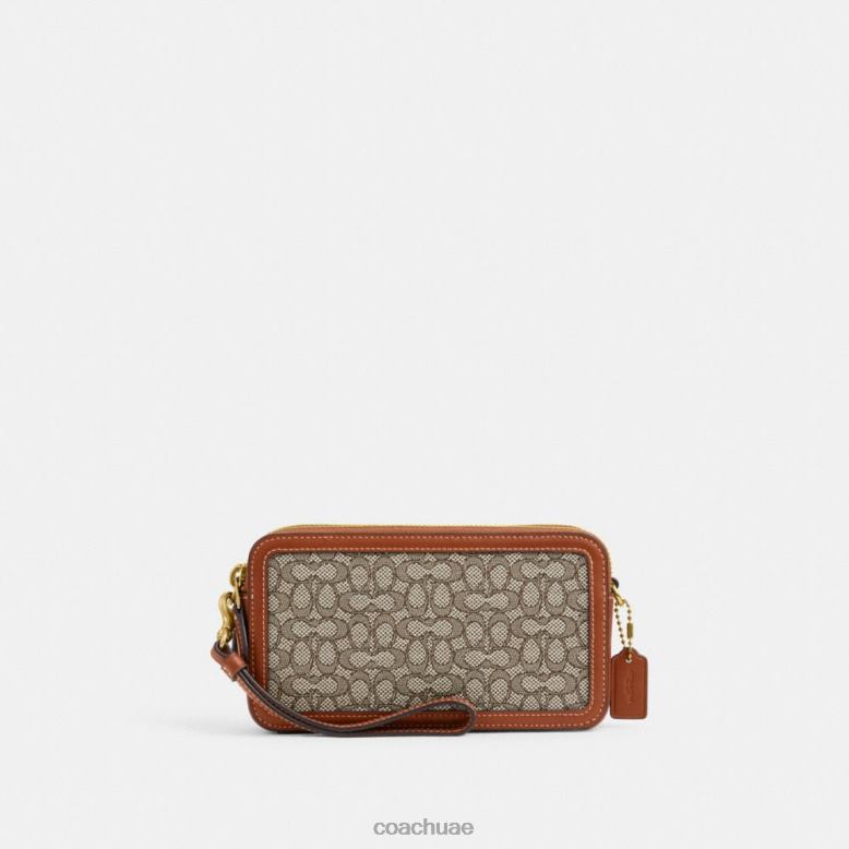 Coach نحيف حقيبة كروس كيرا من قماش الجاكار الصغير المميز b4/الكاكاو المصقول أمب 46266306