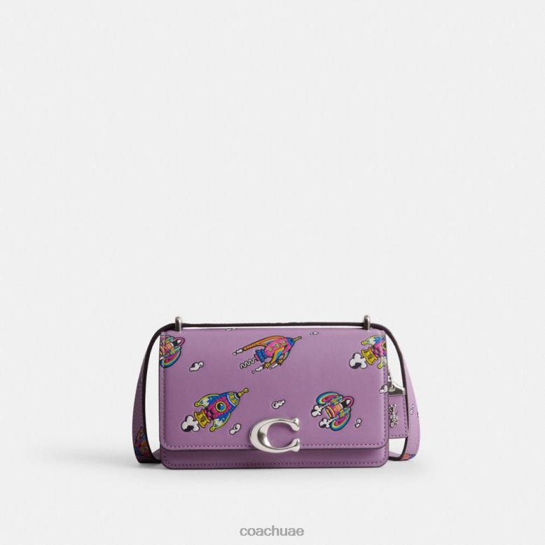 Coach نحيف حقيبة كروس بانديت من كوزميك كوتش مع طباعة صاروخية lh/زهرة الأوركيد البنفسجية المتعددة 46266185