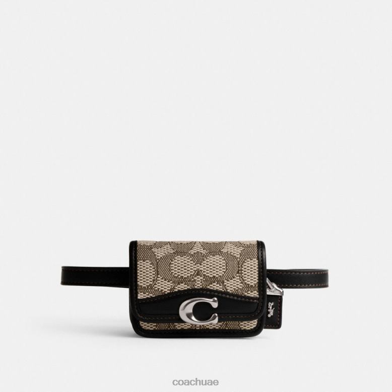 Coach نحيف حقيبة حزام لبطاقات العصابات من قماش الجاكار المميز lh / الكاكاو الأسود 46266191