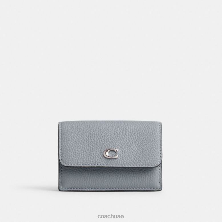 Coach نحيف محفظة ثلاثية الطي صغيرة أساسية lh/رمادي أزرق 46266352