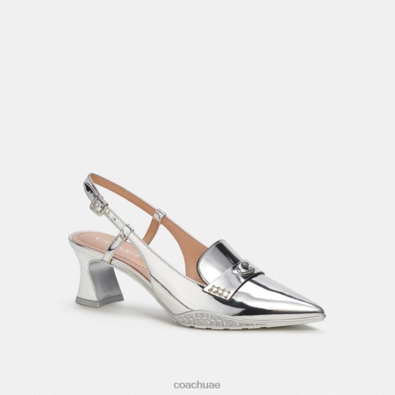 Coach نحيف نيكولا الهجين slingback فضة 46266411