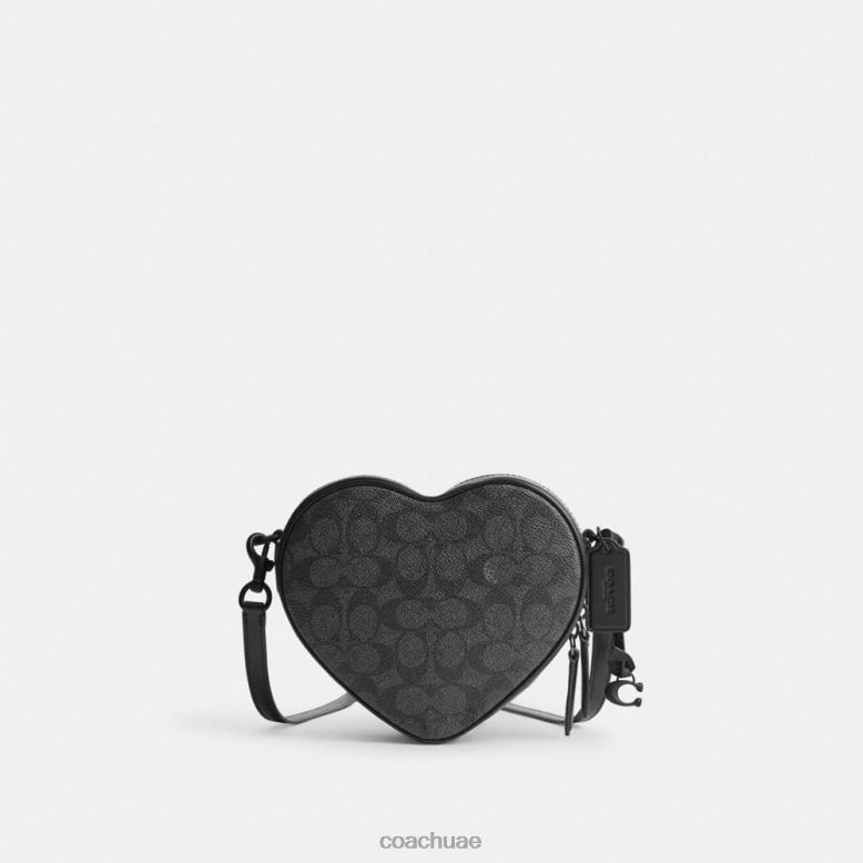 Coach نحيف حقيبة كروس على شكل قلب من القماش المميز ميغاواط/فحم/أسود 46266205