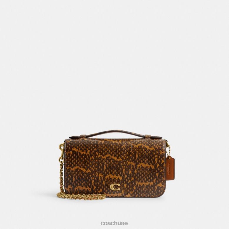 Coach نحيف حقيبة كروس من جلد الثعبان ب4/خردل 46266228