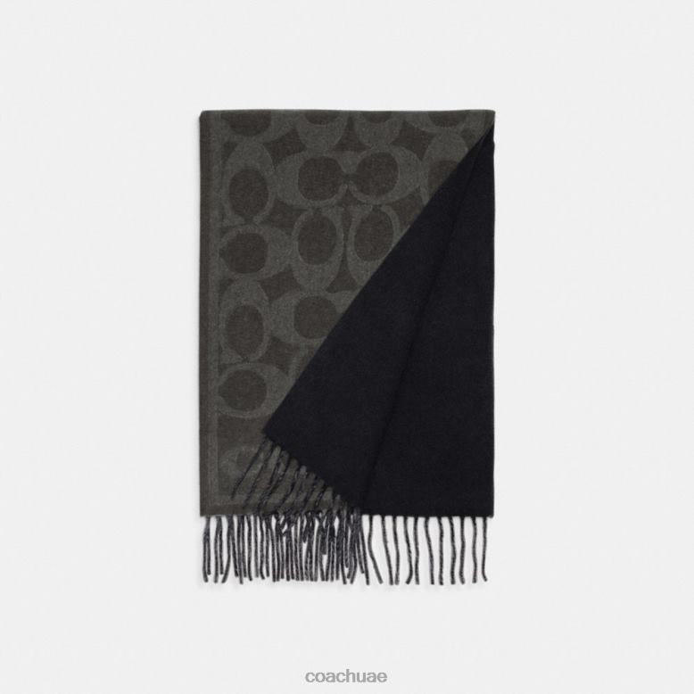 Coach نحيف كاتم صوت من الكشمير ذو وجهين أسود أسود 46266554
